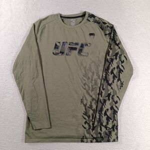 Venum Shirt Mens Medium Green Long Sleeve Graphic UFC Fight Week Camouflage